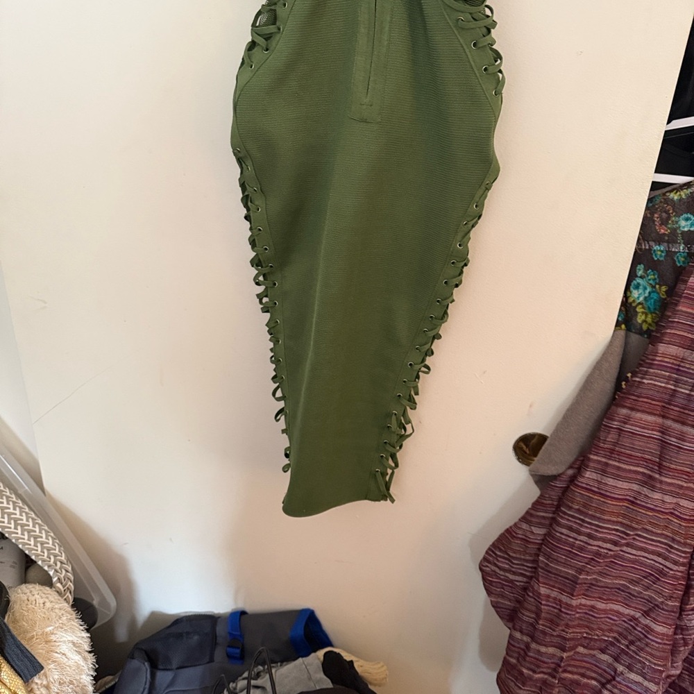WOW Couture Olive Backless Dress - Picture 3 of 7